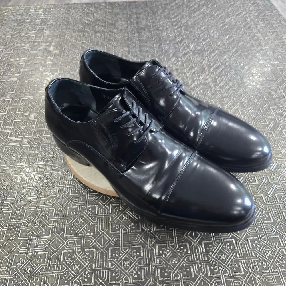 Carlo Pazolini Classic Black Leather Men's Dress Shoes Size 6.5